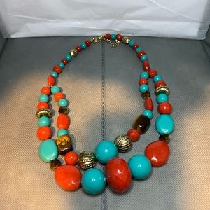 Womens Multicolor Chunky Beaded Necklace